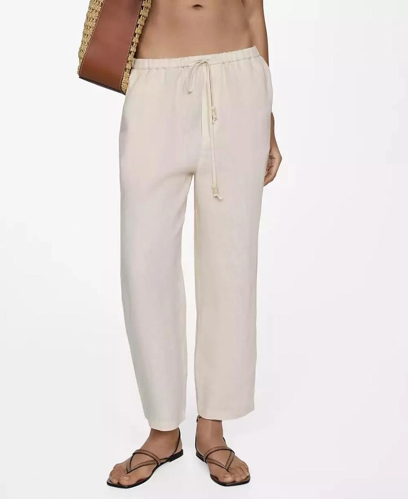 Mango Women's 100% Linen Jogger Trousers 1