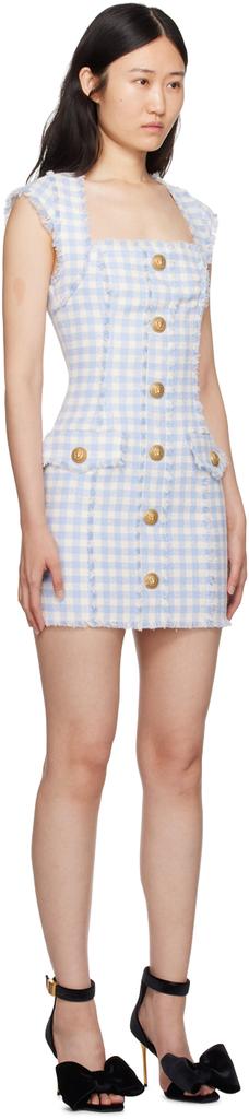 Balmain Blue & White Gingham Minidress