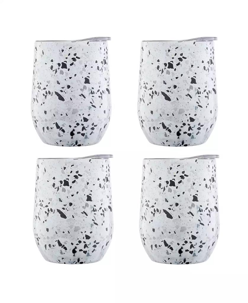 Cambridge Silversmiths 12 Oz White Terzo Stainless Steel Wine Tumblers, Set of 4