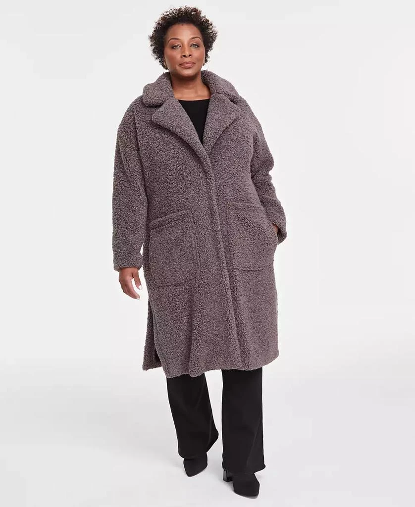 BCBG Plus Size Notched-Collar Teddy Coat 3