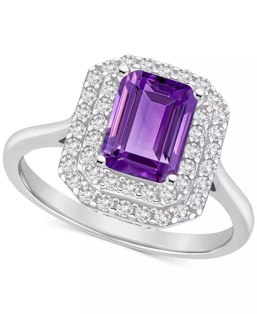 Macy
s Rhodolite Garnet (2 ct. t.w.) 
White Topaz (1/2 ct. t.w.) Rectangle Halo Ring in Sterling Silver (Also in Peridot, Citrine, Amethyst, 
Blue Topaz)