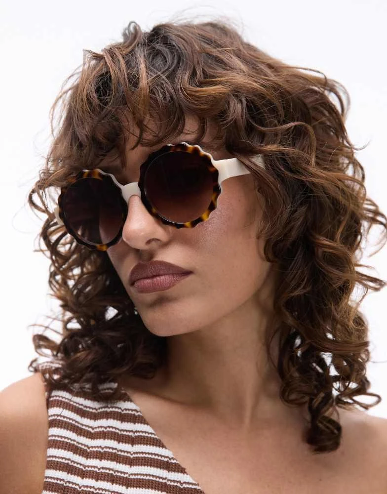 Jimmy Fairly Jimmy Fairly TheLily round scalloped sunglasses in bright tort 1