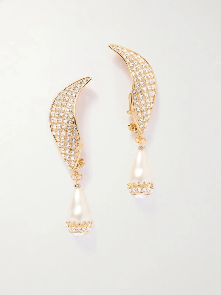 Gold-tone, Crystal, Faux Pearl And Resin Earrings