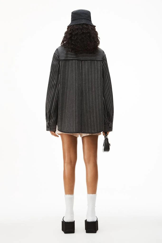 Alexander Wang CRYSTAL STRIPE OVERSIZED SHIRT IN DENIM 5