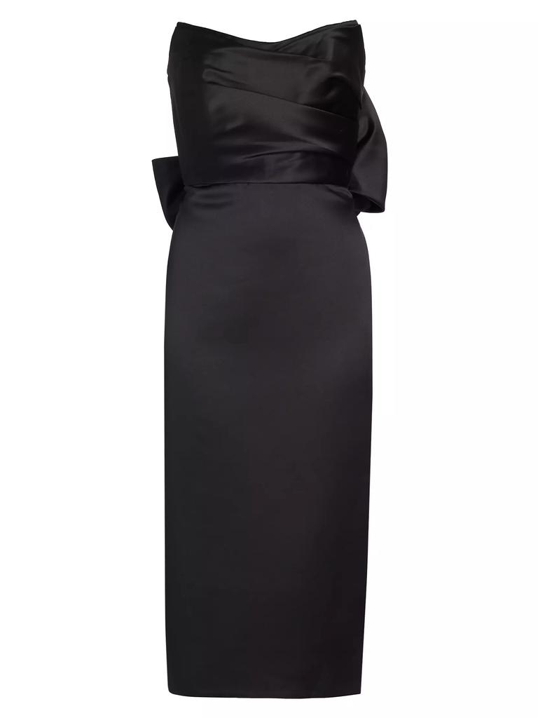 Amsale Duchess Satin Bow-Back Midi-Dress