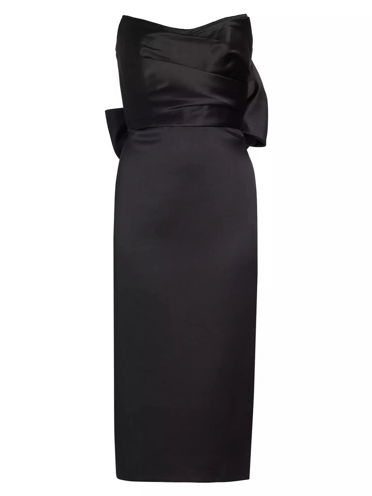 Amsale Duchess Satin Bow-Back Midi-Dress 1