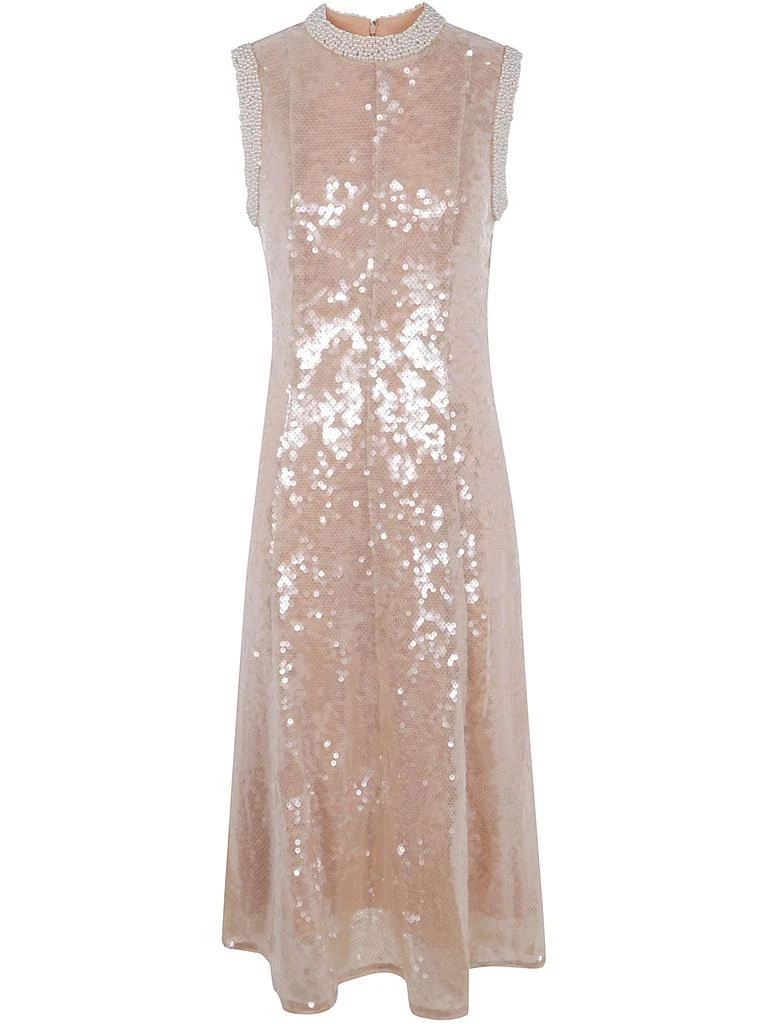 knee length dresses for ladies Self-Portrait - Silver Rhinestone Mesh Midi Dress