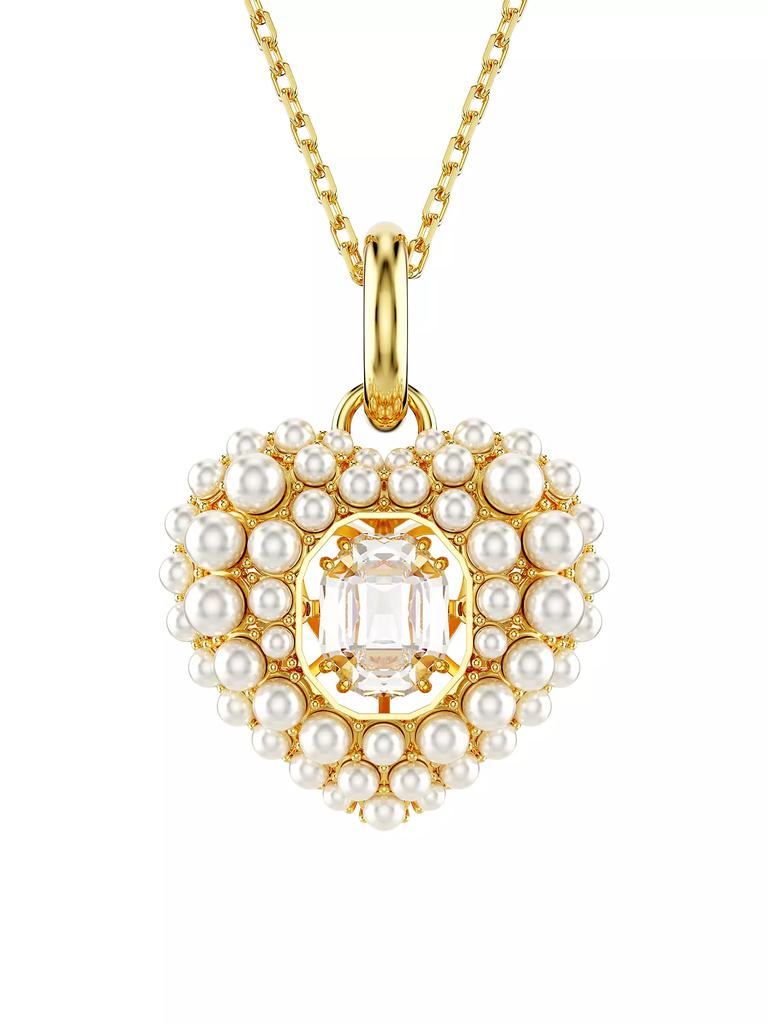 Swarovski Hyperbola Goldtone, Crystal & Imitation Pearl Heart Pendant Necklace