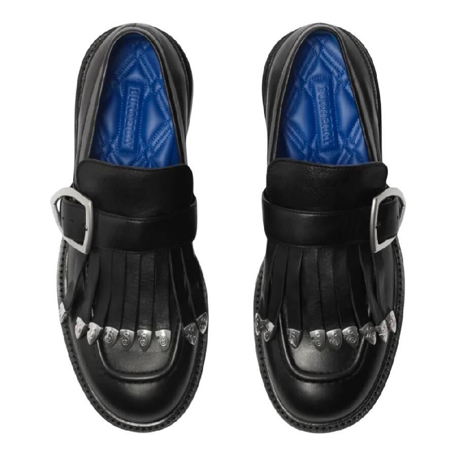 Burberry Cobble Fringe Detailing Leather Loafers