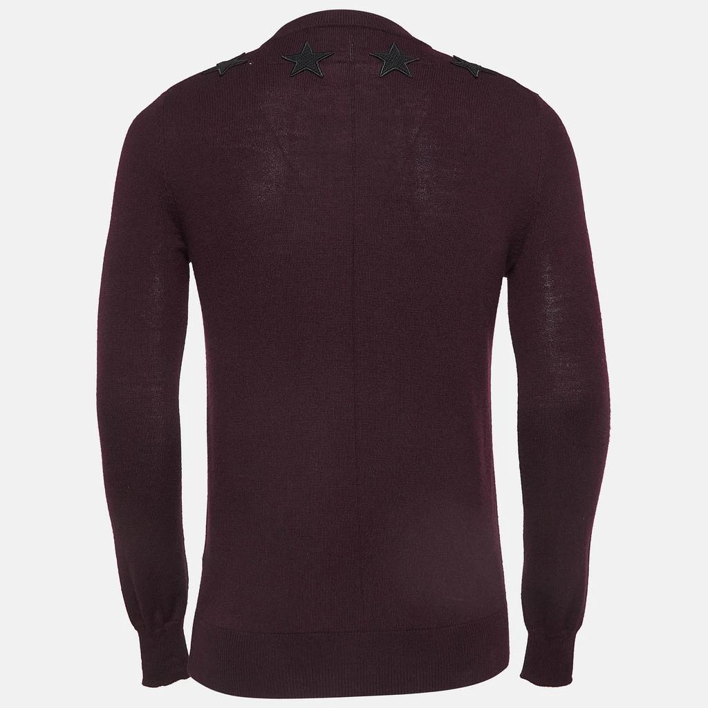 Givenchy Givenchy Burgundy Wool Knit Star Badge Detail Sweatshirt XS 3