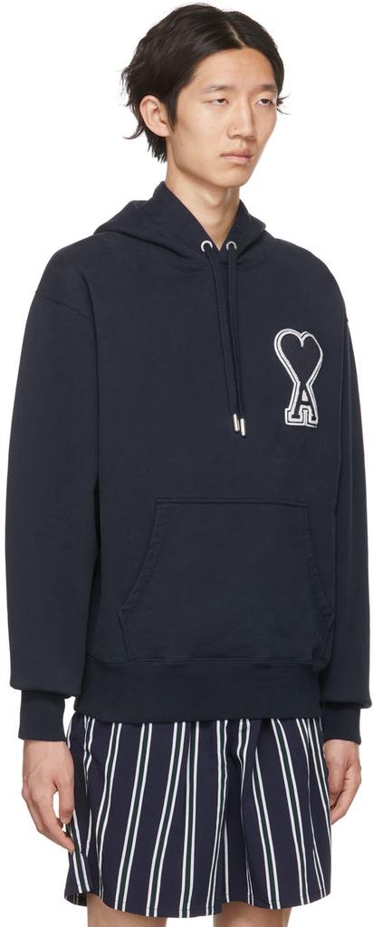 AMI SSENSE Exclusive Navy Ami De Cœur Hoodie