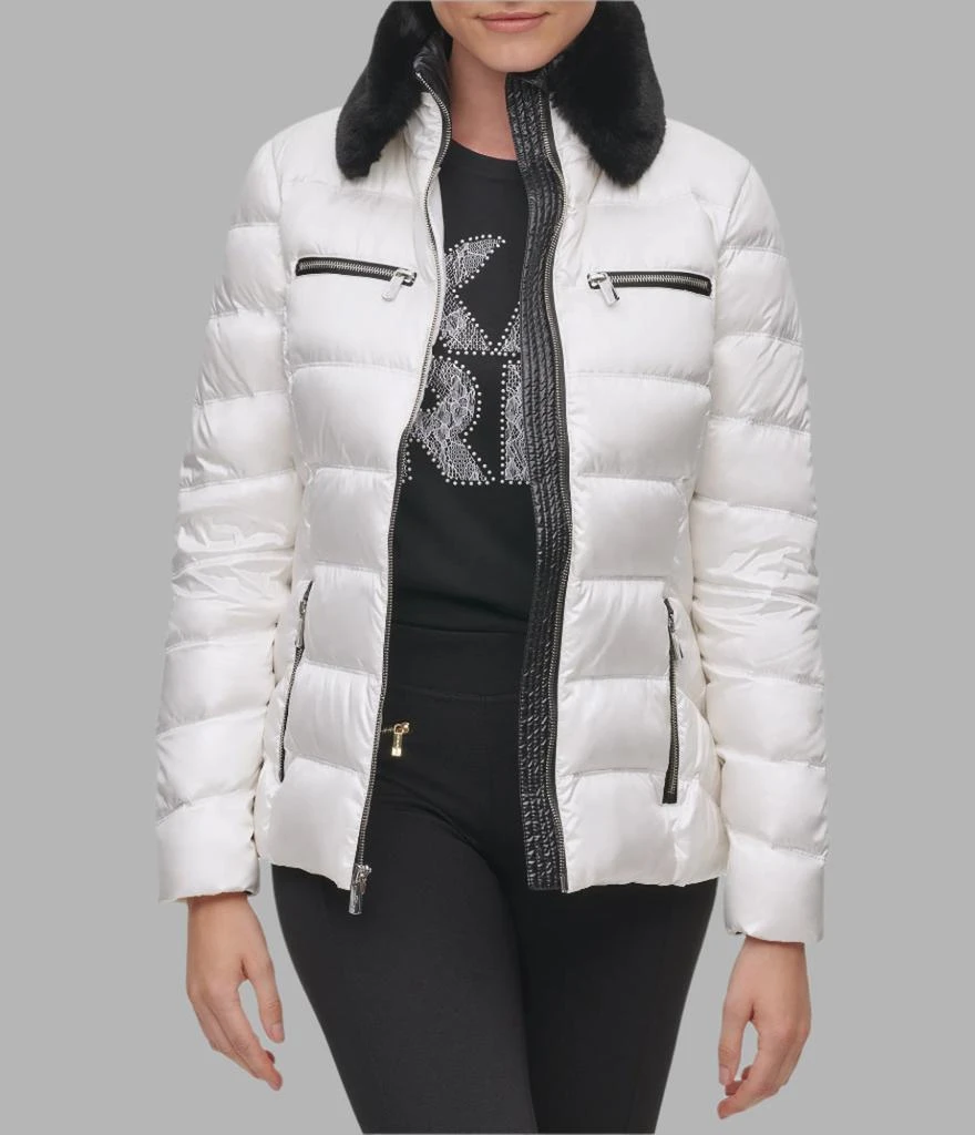 Karl Lagerfeld Paris SHORT FUR TRIMMED PUFFER 4