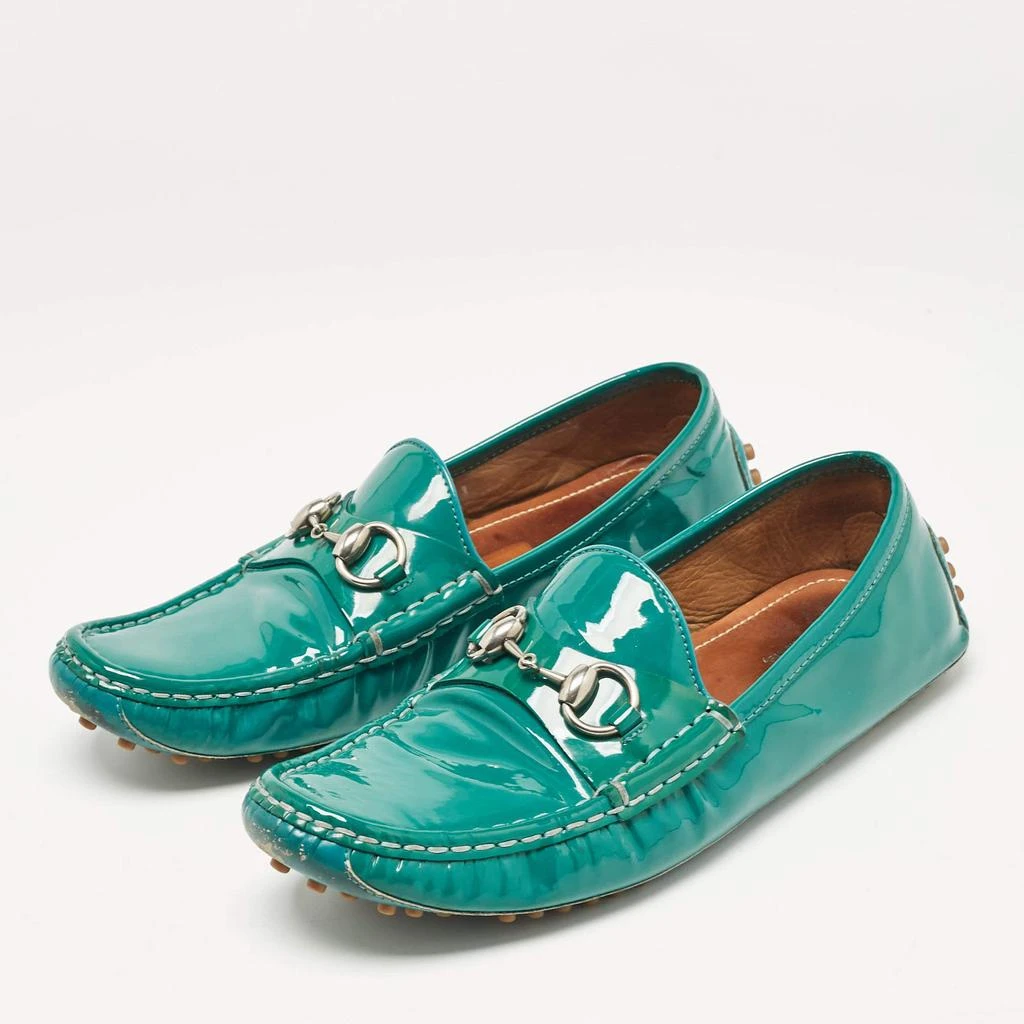 Gucci Gucci Green Patent Leather Slip On Loafers Size 38 2