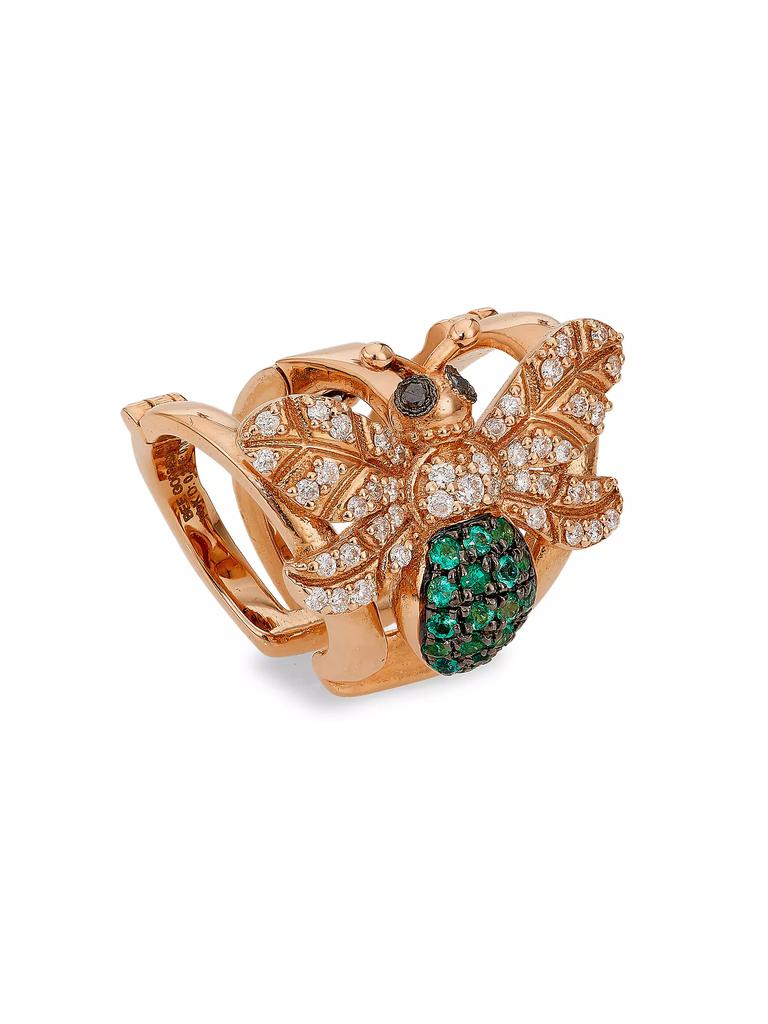 Bee Goddess Honey Bee 18K Rose Gold, Emerald & 0.03 TCW Diamond Ear Cuff