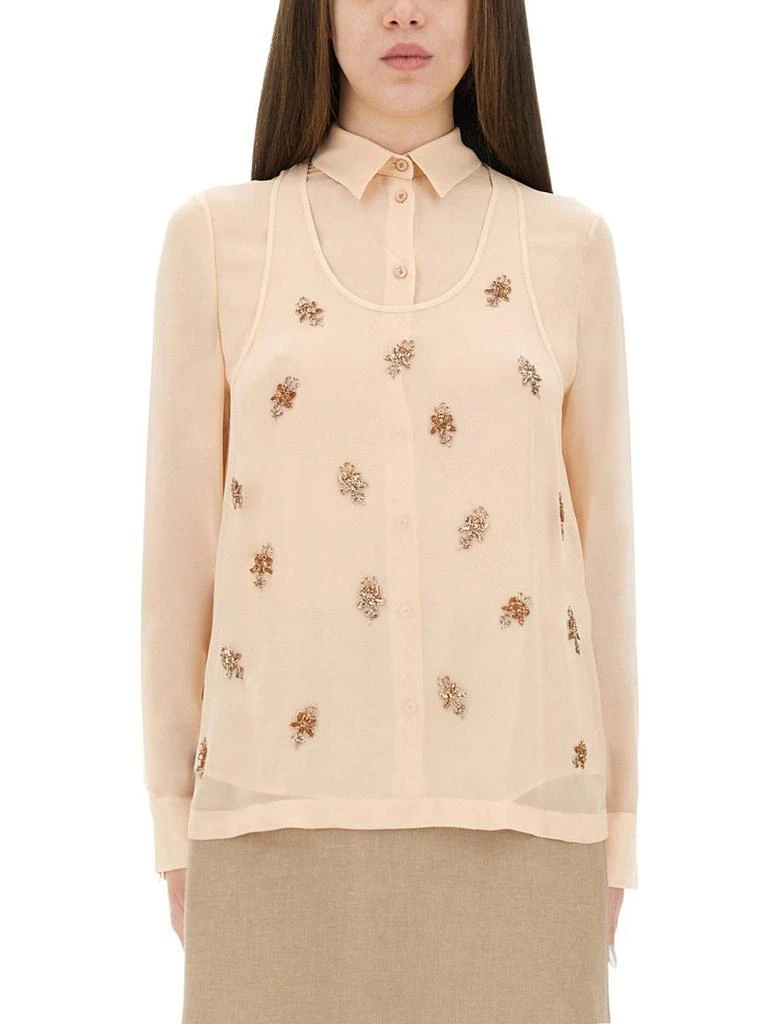 Fendi Fendi Embroidered Georgette Top 1