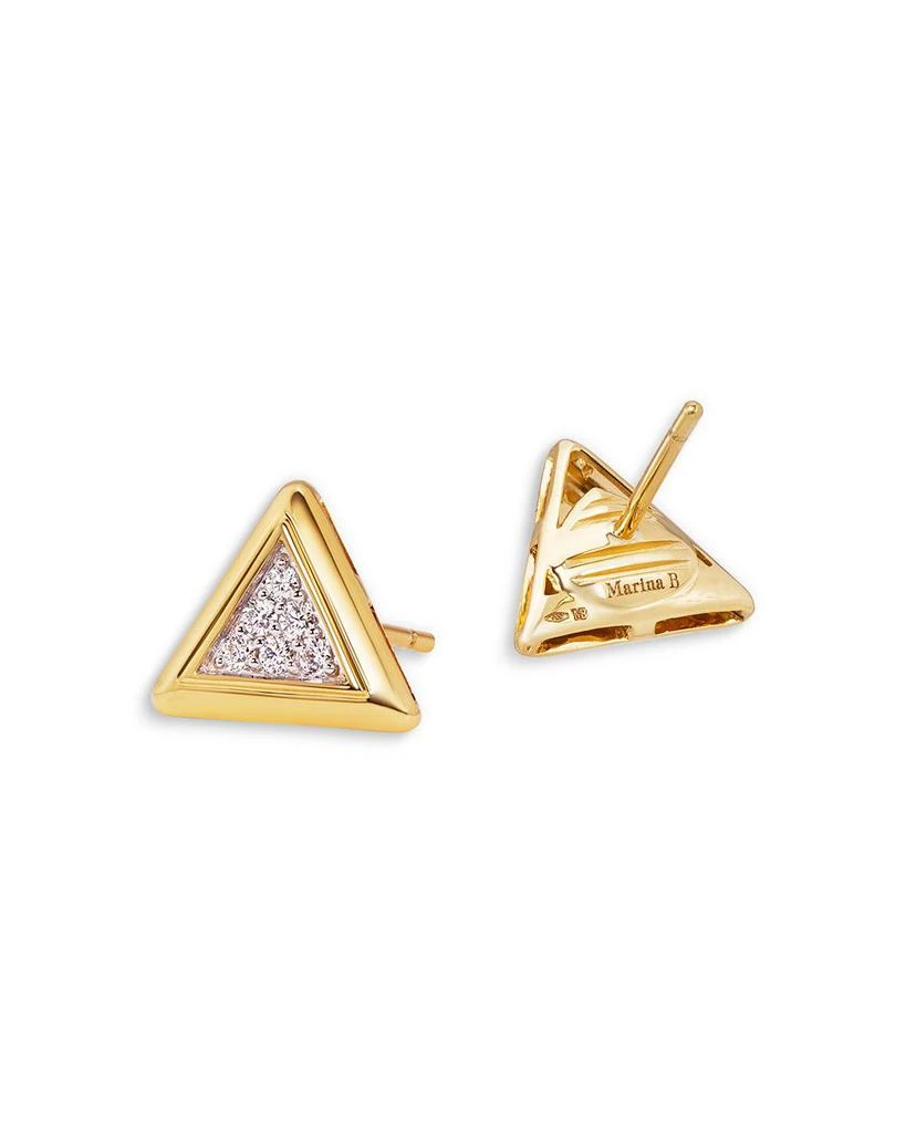 MARINA 18K Yellow Gold Triangolini Diamond Pavé Triangle Stud Earrings 4