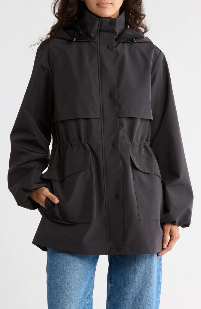 Bernardo Hooded Long Raincoat