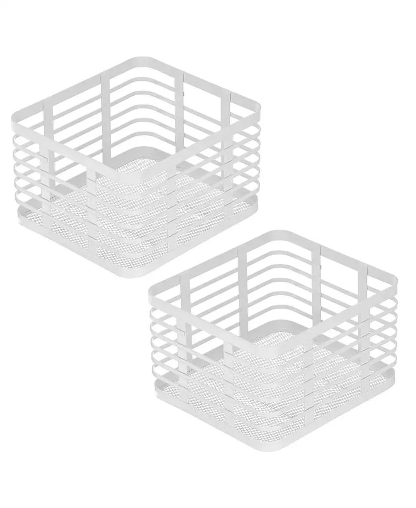 mDesign iDesign Metal Pantry Basket with Handles - Set of 2, Matte White