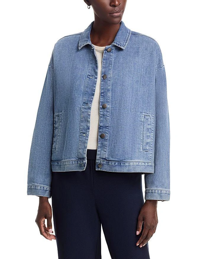 Eileen Fisher Cotton Stretch Denim Classic Collar Jacket