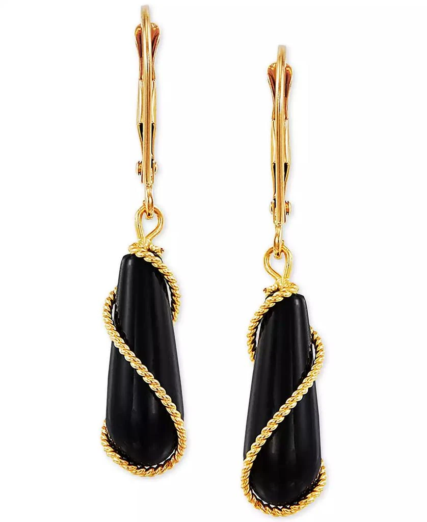 Macy's Onyx Wire-Wrap Leverback Drop Earrings in 10k Gold 3