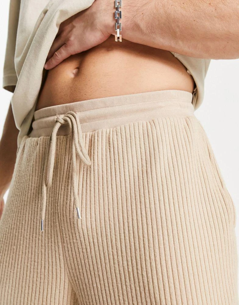 ASOS ASOS DESIGN oversized joggers in beige brushed rib texture 2