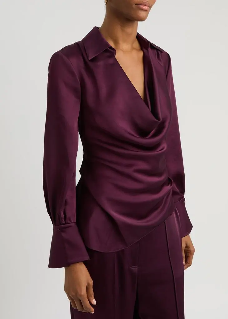 Jonathan Simkhai Symone draped satin blouse 2