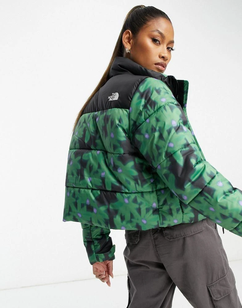 The North Face The North Face Saikuru cropped puffer in green flower print Exclusive at ASOS 3