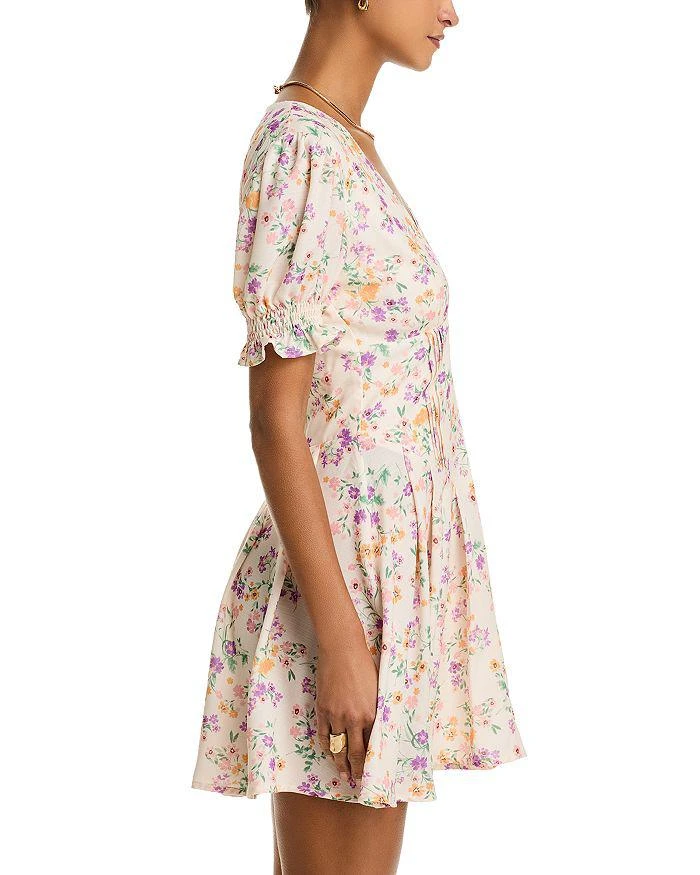 strapless open back dress Aqua Floral Printed Smocked V Neck Flutter Sleeve Dress *FINAL SALE* – SSYS