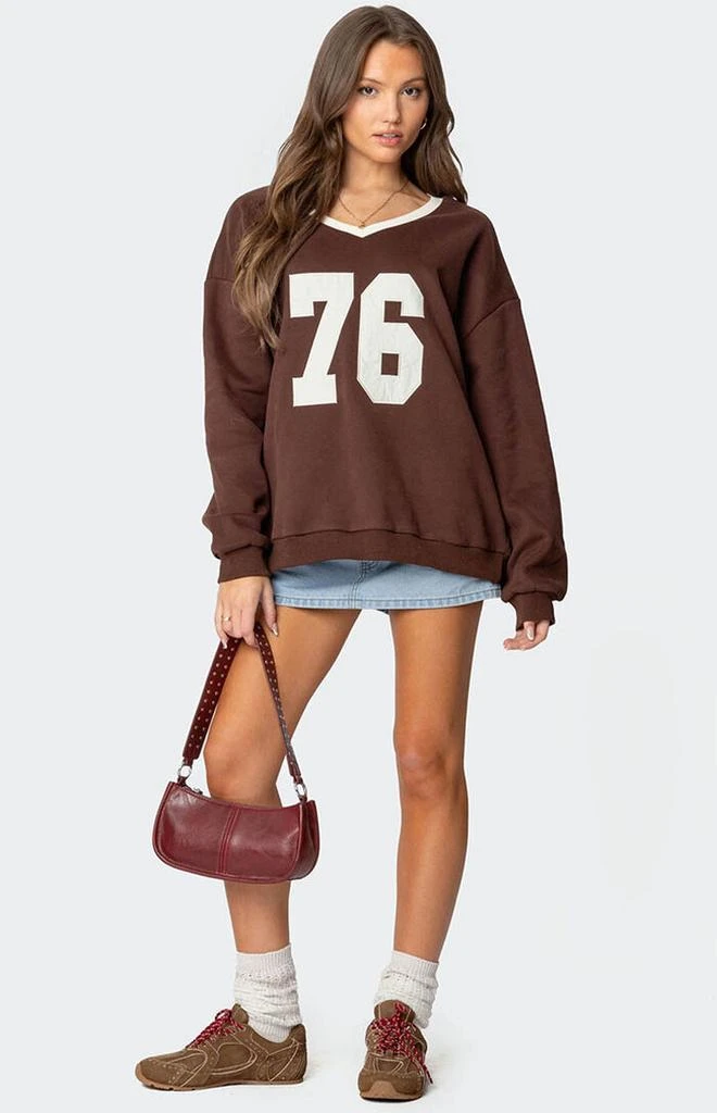 Edikted 76 Oversized V Neck Sweater 2