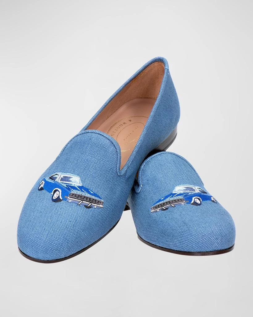 Stubbs and Wootton Men's Embroidered Car Linen Smoking Slippers 3