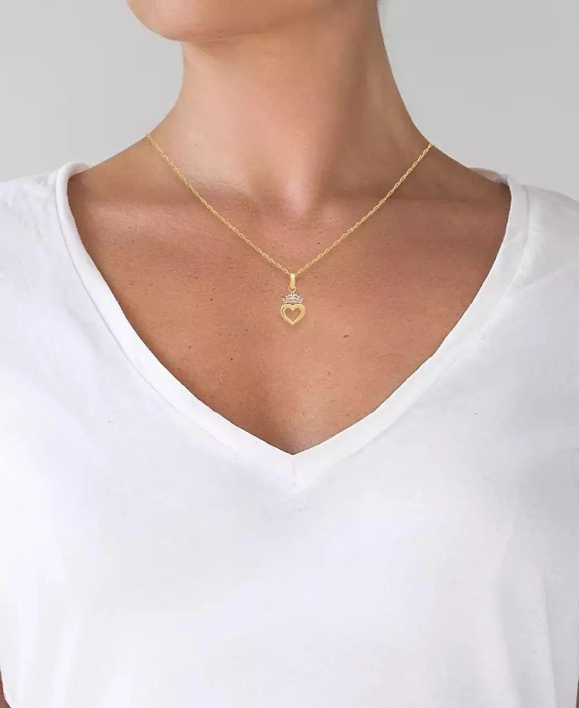 Disney Children's Princess Heart & Tiara 15" Pendant Necklace in 14k Gold 2