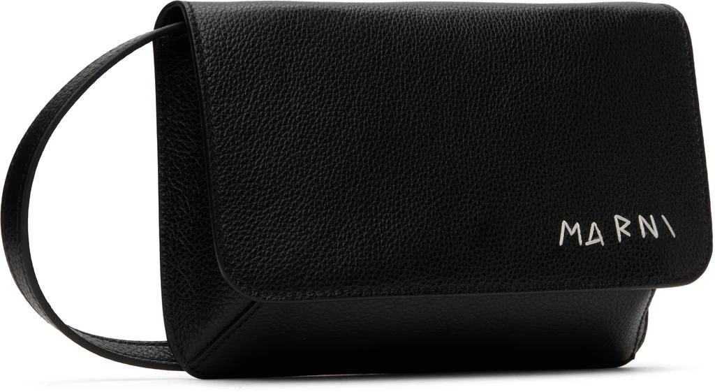 Marni Black Marni Mending Embroidery Leather Shoulder Bag 2