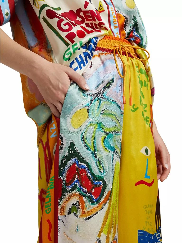 ALÉMAIS La Charrasca Printed Silk Wide-Leg Pants 6