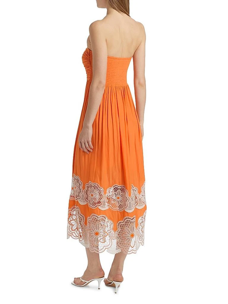 Ramy Brook Milani Strapless Floral Lace Midi-Dress 5