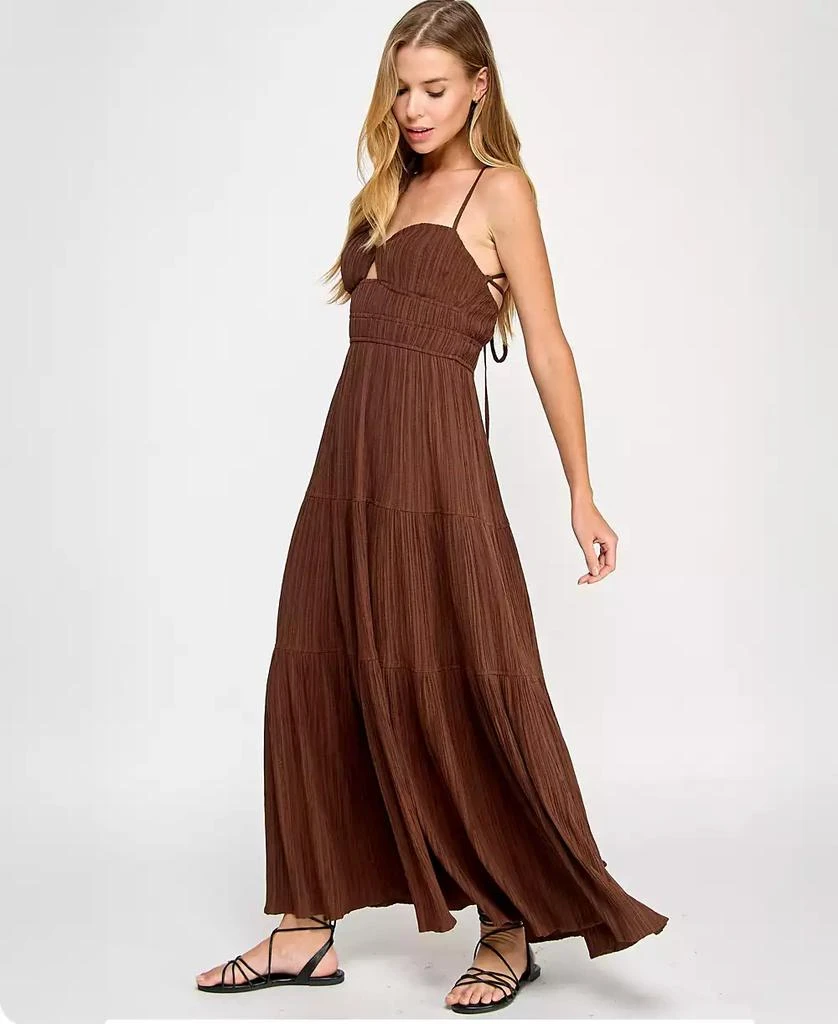 City Studios Juniors' Textured Keyhole Strappy Maxi Dress 3