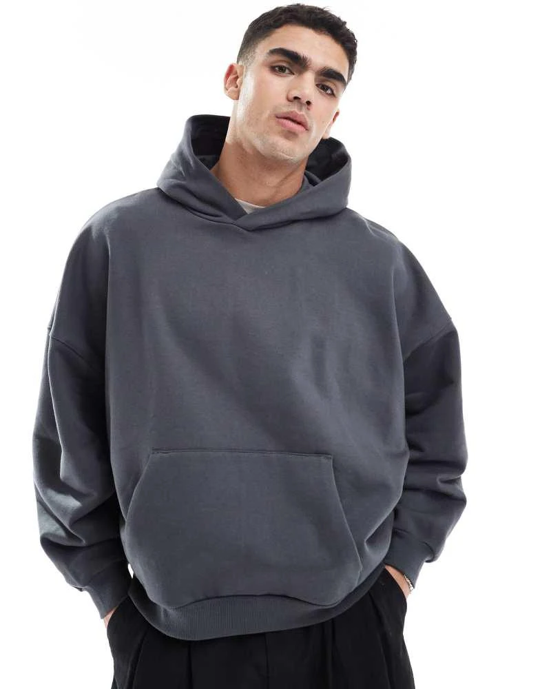 ASOS ASOS DESIGN premium heavyweight extreme oversized hoodie 400gsm in washed black 1