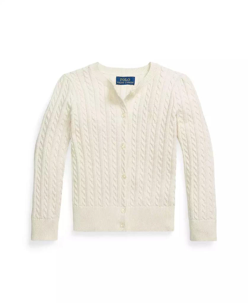 Ralph Lauren Girls 2T-6X Metallic Cable Cotton-Blend Cardigan Sweater 4