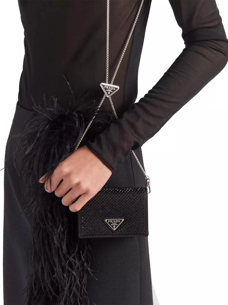 Prada Cardholder with Shoulder Strap and Crystals 2