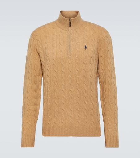 Ralph Lauren Cable-knit wool and cashmere half-zip sweater