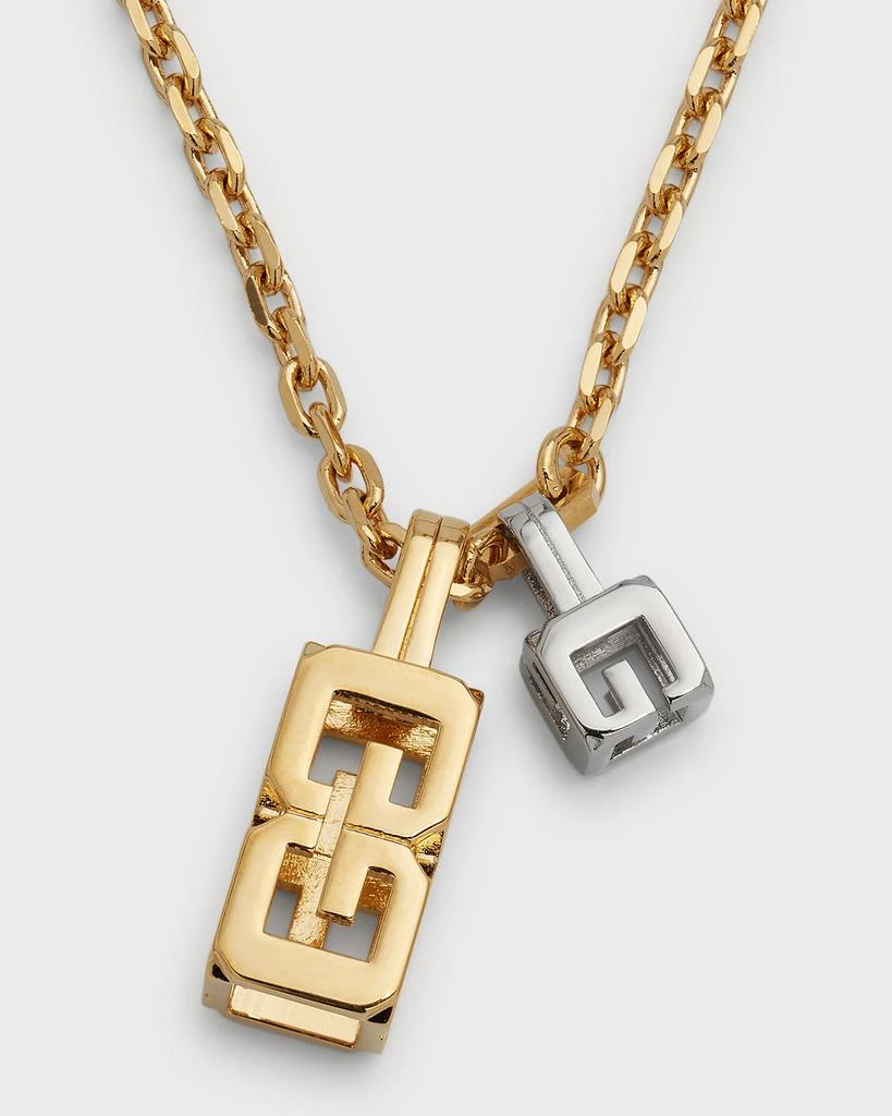 Givenchy G Cube Mixed Metal Pendant Necklace from Neiman Marcus