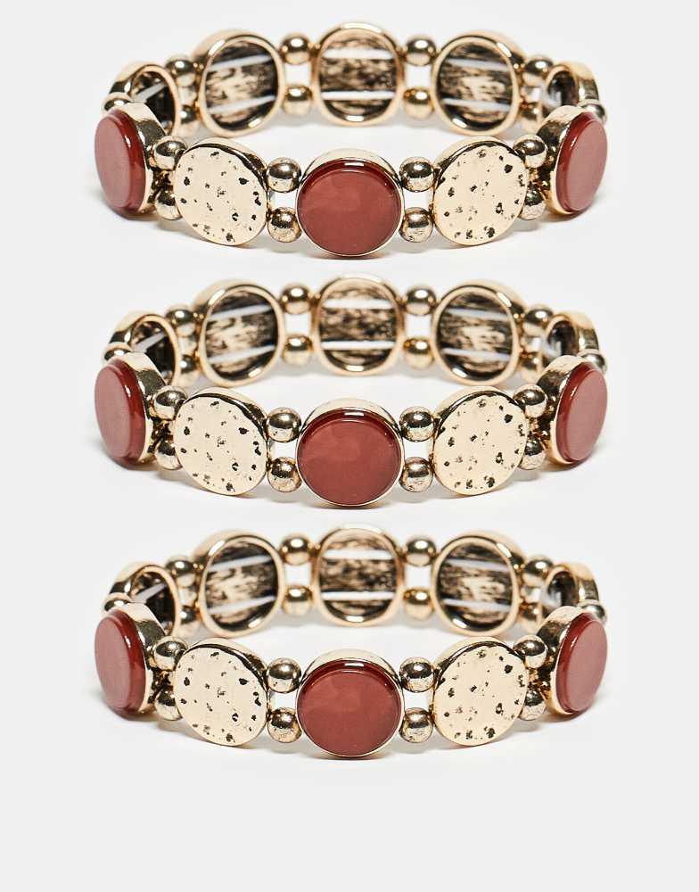 Topshop Topshop Bella 3 pack bracelets in burgundy