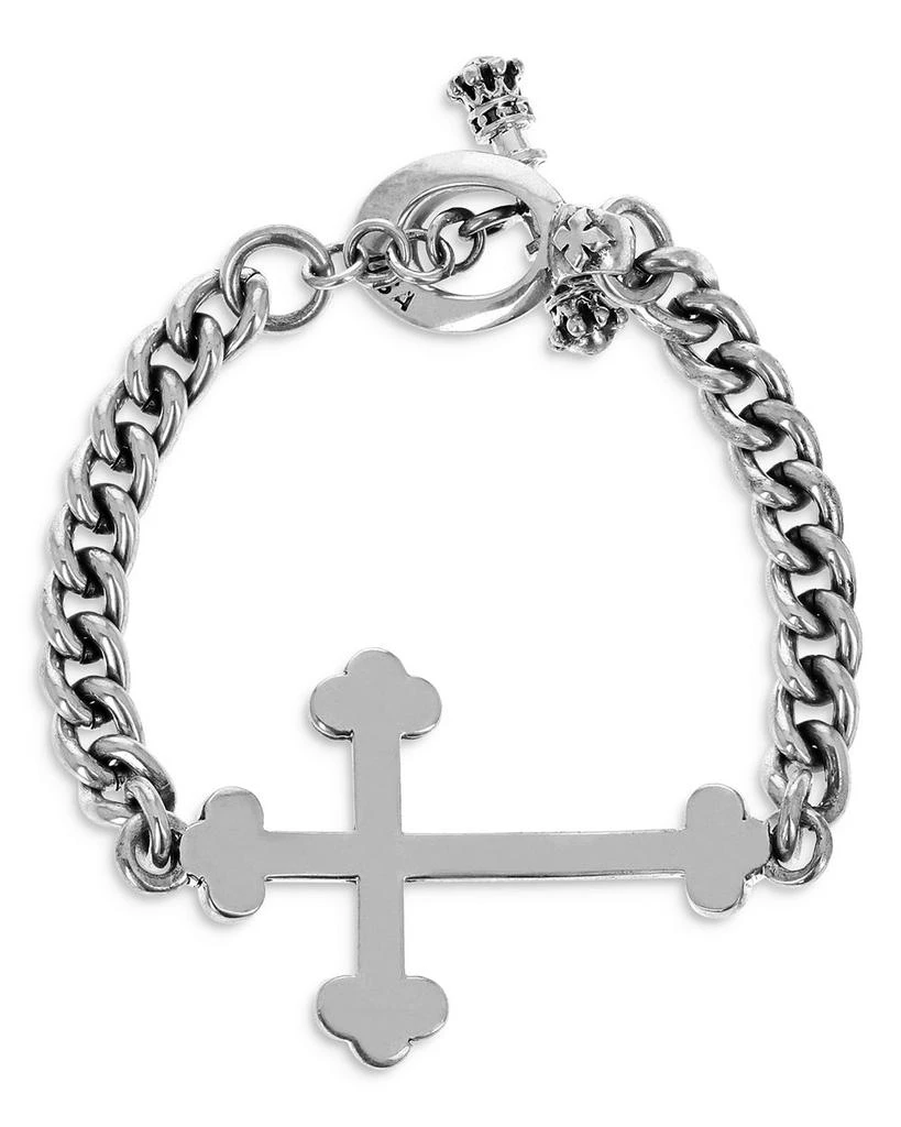 King Baby Men's Sterling Silver East West Cross Curb Link Bracelet 2