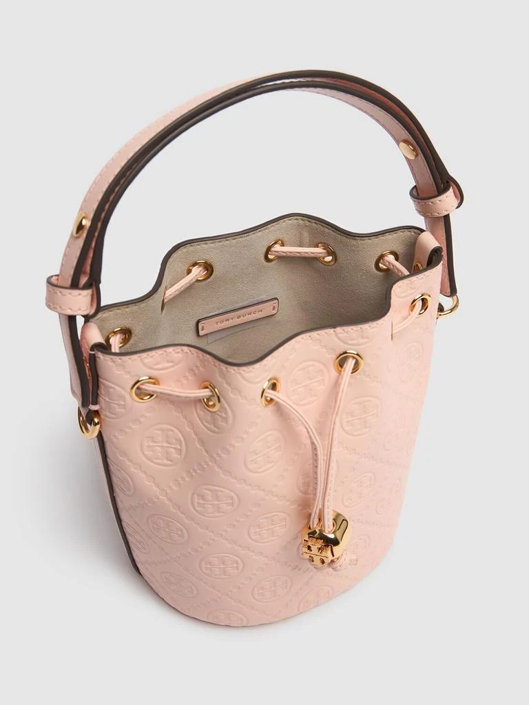 TORY BURCH Mini T Monogram Leather Bucket Bag 6