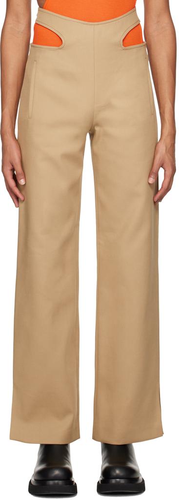 Dion Lee Khaki Y-Front Buckle Trousers