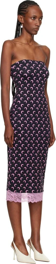 MARINE SERRE Black Recycled Moon Jersey Bustier Midi Dress 2