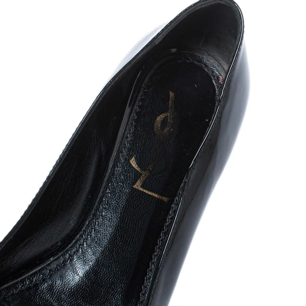 Yves Saint Laurent Yves Saint Laurent Black Patent Leather Bow Peep Toe Ballet Flat Size 35 7