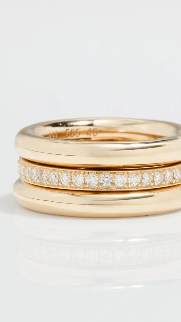By Pariah Triple Gold Diamond Pink Ring Stack Set 3