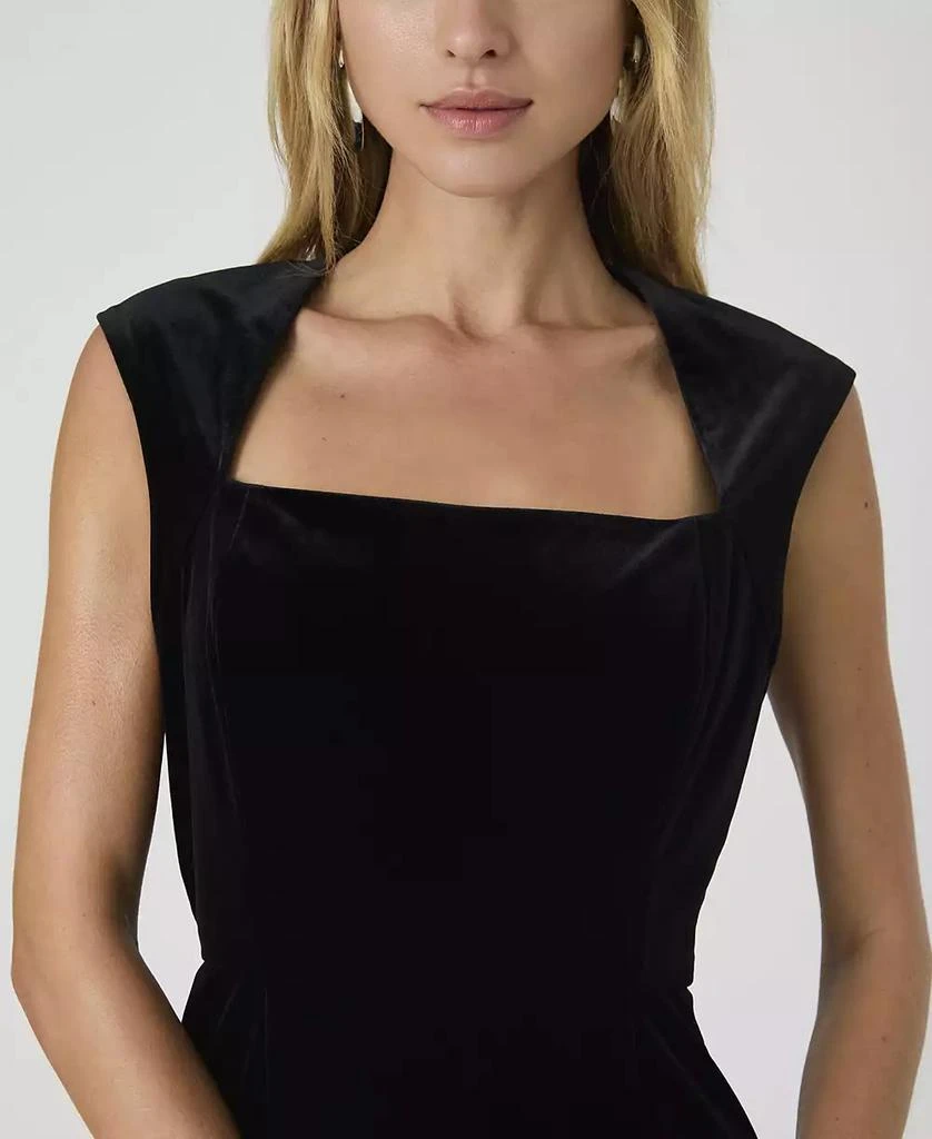 French Connection Women's Stretch Velvet Square-Neck Dress 9