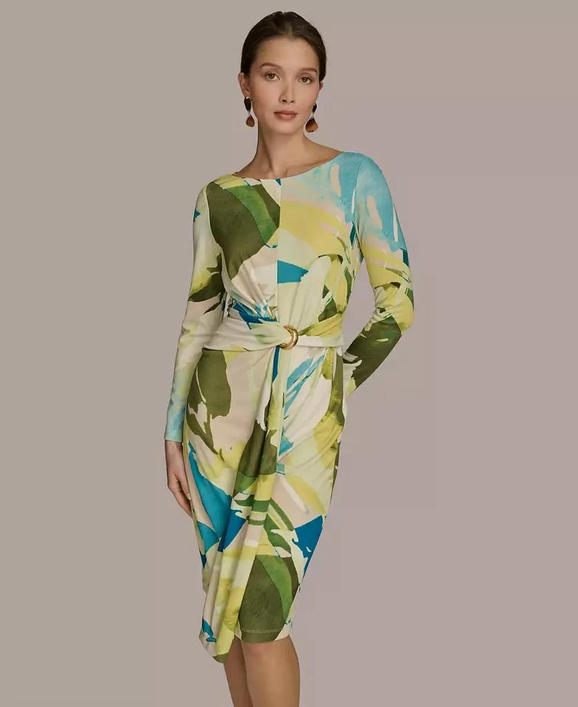 Donna Karan Women's Printed Draped-Sash Dress 2