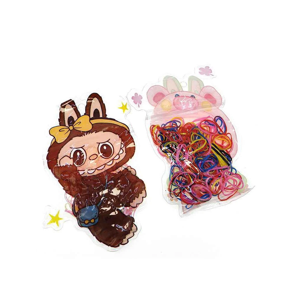 FASHNZFAB 12PCS - Elastic Hairbands in Monster Bunny Character Pouches 4
